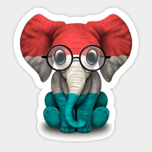 Baby Elephant with Glasses and Luxembourg Flag Sticker